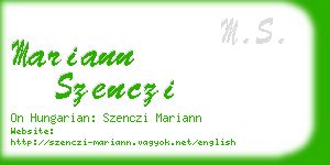 mariann szenczi business card